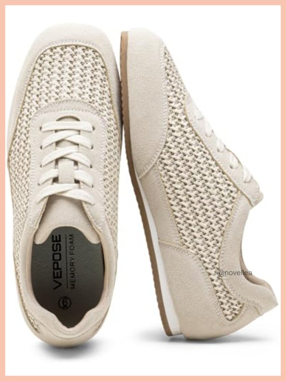 Suede Leather Sneakers Lace Up Square Toe Memory Foam Casual Walking